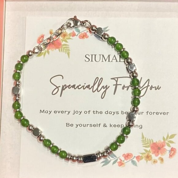 Fashion Jewelry Jewelry - Sumal 'Night in Paradise' Green Emerald Beaded Bracelet